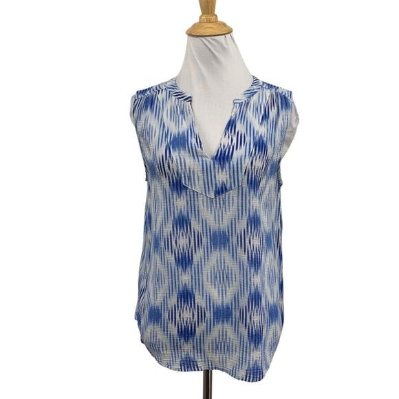 Tommy Bahama Top Womens S Small White Blue Ikat Izabella Sleeveless Tank - Picture 1 of 12